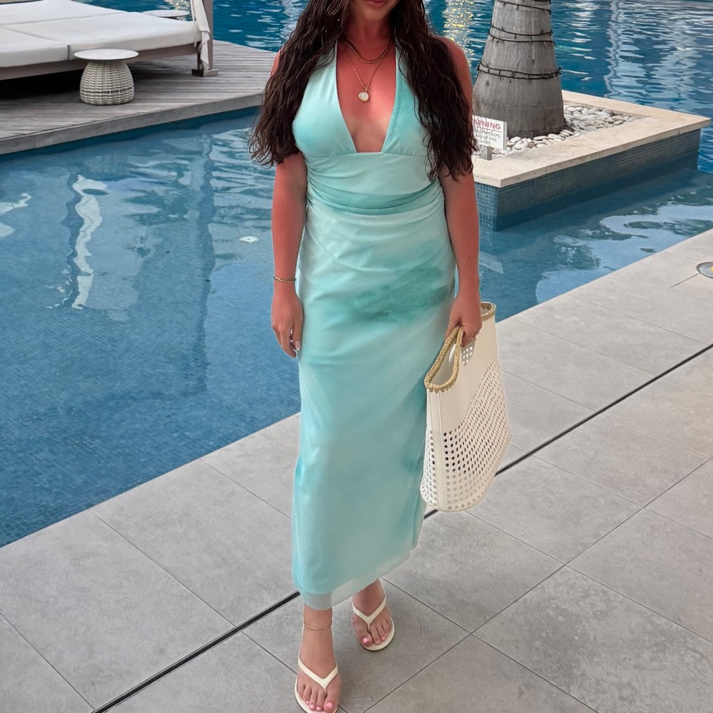 Zara Aqua Halter Dress